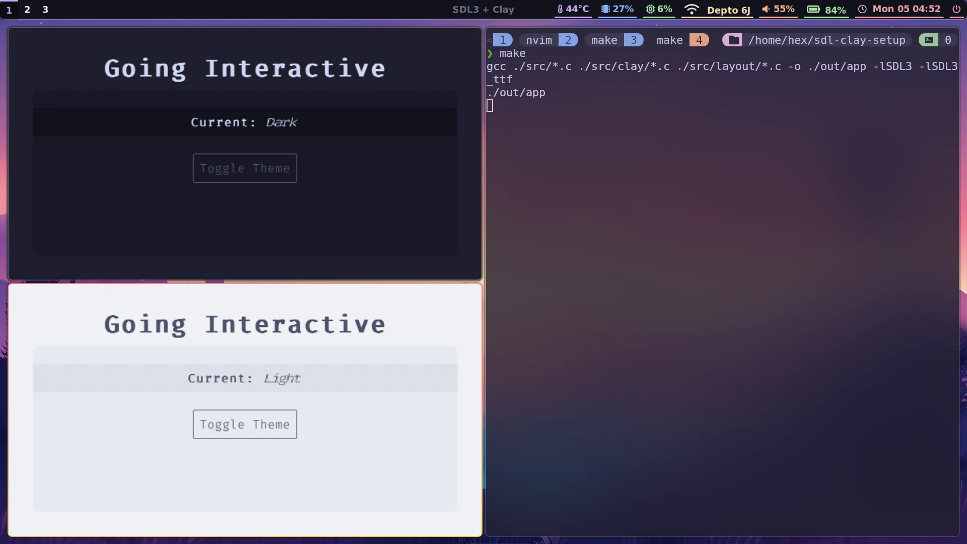 A working button toggle