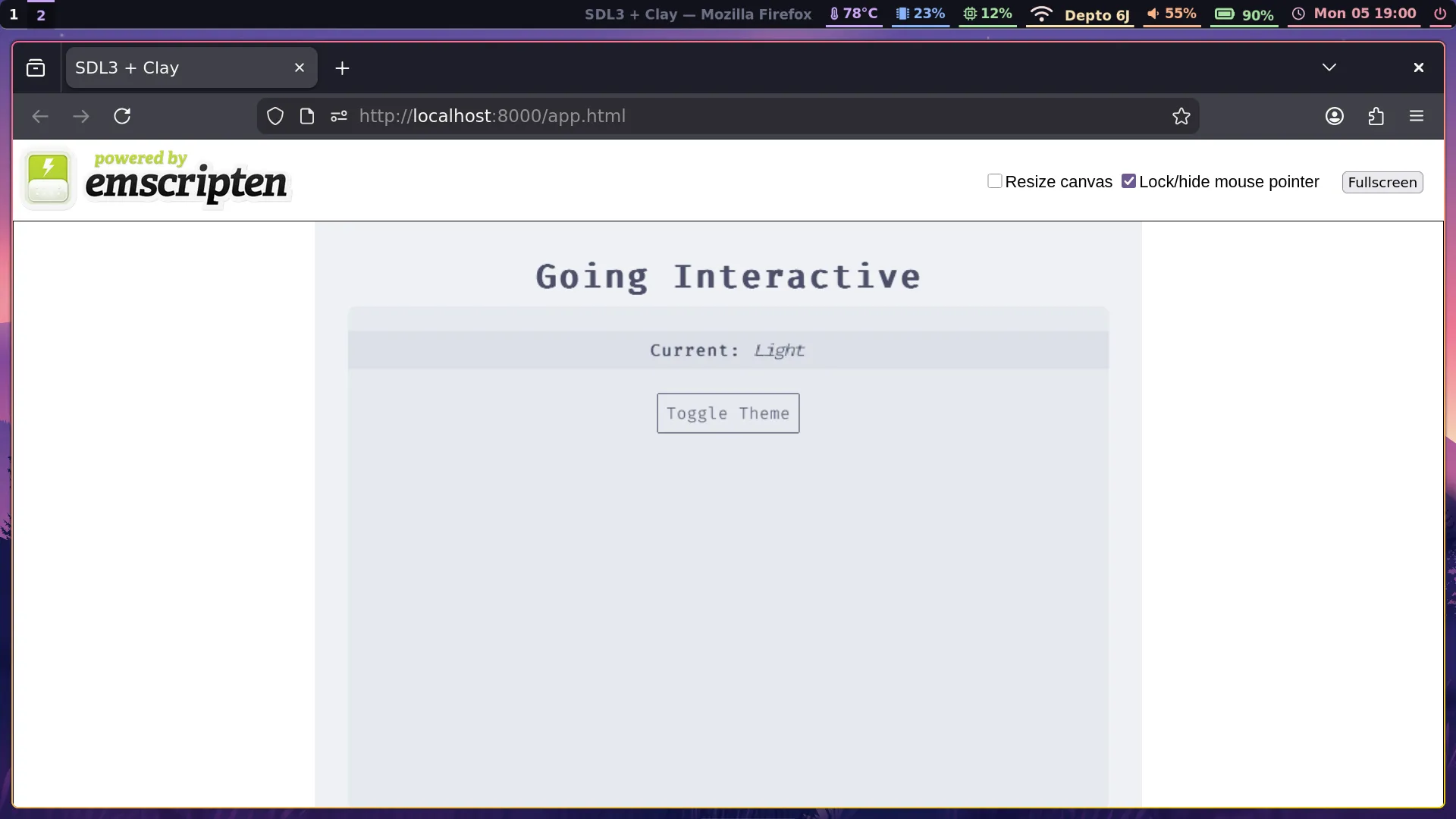 The application running in a browser